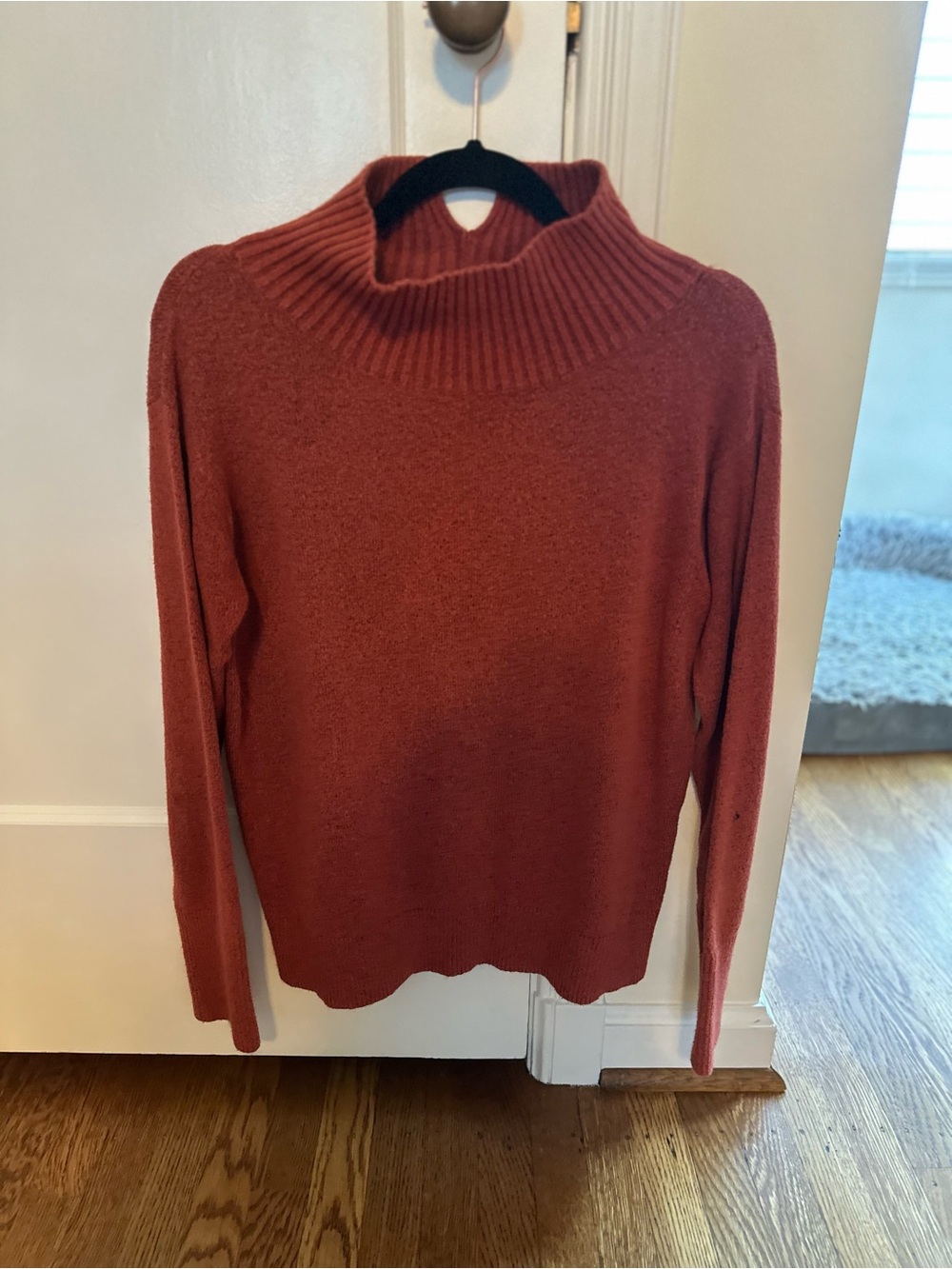 Caslon Ribbed Funnel Neck Sweater - Rust Orange